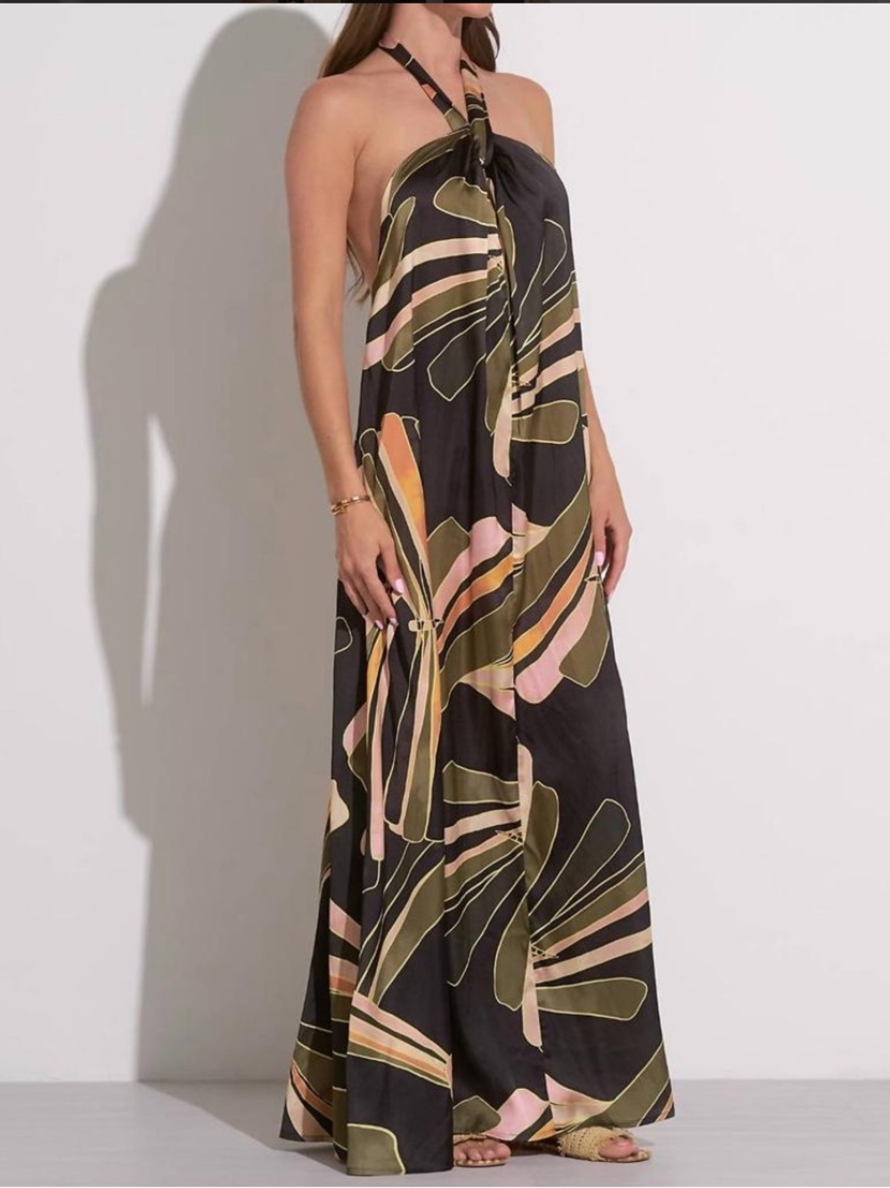 Elan women’s Tulum halter backless maxi dress size Small